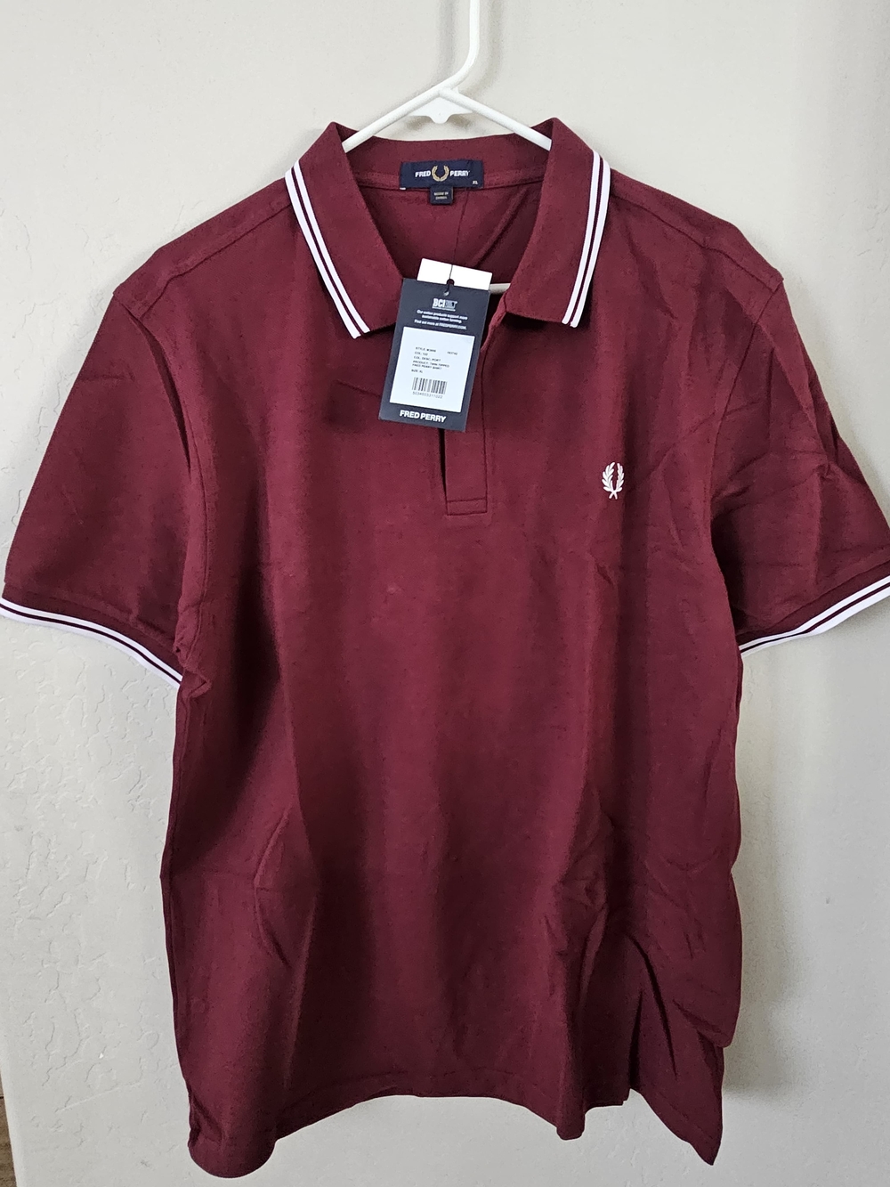 Fred Perry Men's Maroon Twin-Tip Polo Shirt